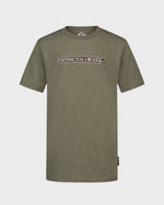 Green t-shirt with Quiksilver logo on a white background