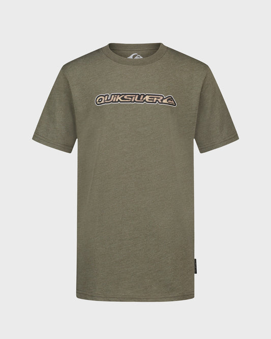Green t-shirt with Quiksilver logo on a white background