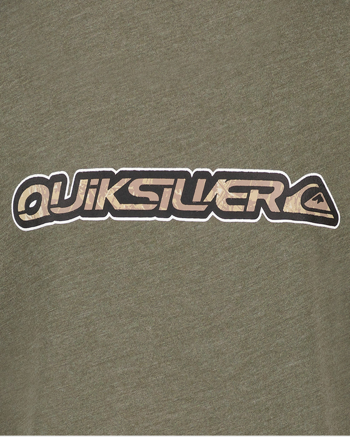 Quiksilver logo on a green background