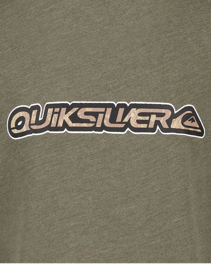 Quiksilver logo on a green background