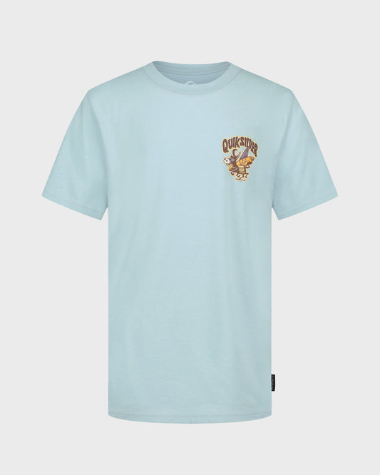 Light blue t-shirt with a logo on a white background