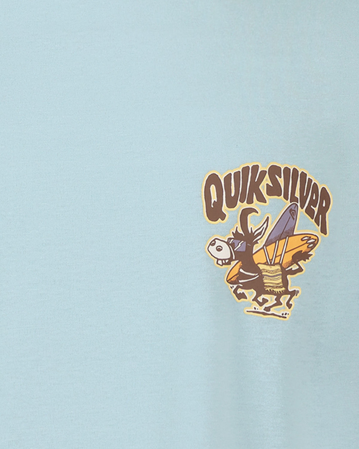 Quiksilver logo on a light blue background