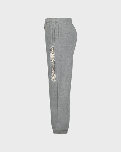 Gray sweatpants with a brand logo on a light gray background